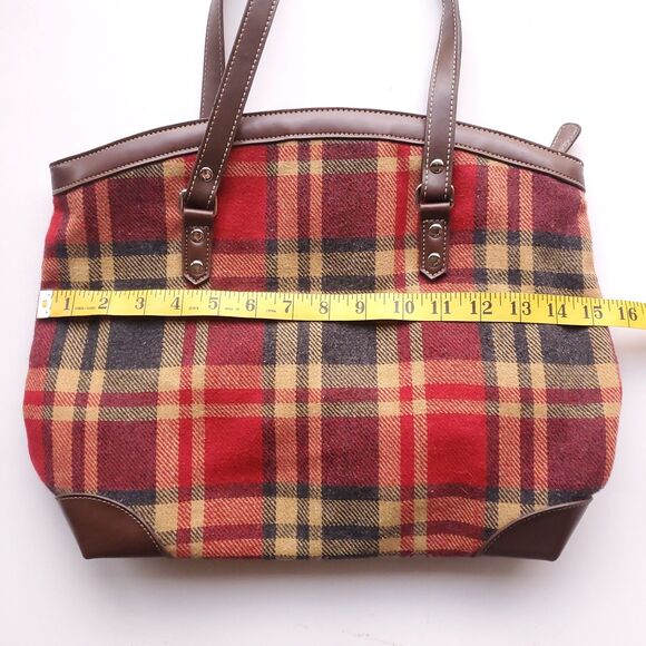 Old Country Road Wool Plaid Purse Red Beige Black Preppy Shoulder Bag Handbag - Picture 7 of 10